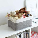 TheWarmHome Organization and Storage Basket for Organizing- 16x12x8 inch 1 Pack Fabric Storage Cubes, Collapsible Storage Bins for Shelves Organizer Gift Closet Cloth Toy (White & Grey) by CozyNest Decor