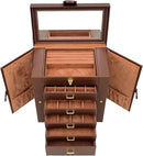 AKOZLIN Large 6-Tier Jewelry Box Organizer Functional Huge Lockable,5 Drawers Leather Jewelry Storage Case for Women Girls Ring Necklace Earring Bracelet Holder Organizer with Mirror Brown by TinyTreasures Baby Boutique