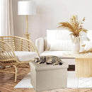 ALASDO Storage Ottoman Footrest Stool Small Ottoman with Storage Foldable Ottoman Foot Rest Footstool Bench for Living Room 17x13x13inches Beige by CozyNest Decor