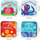 Floating Baby Bath Books Set of 4 - Bath Books for Babies, Infants - Waterproof, Mold-Free Bath Toys for Learning & Early Education (Fruit, Ocean, ABC, Numbers Books) by TinyTreasures Baby Boutique
