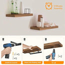 HOOBRO Floating Shelves for Wall, Wall Mounted Shelf Set of 2, 47.2" Hanging Shelf with Invisible Brackets, for Wall Bathroom, Bedroom, Toilet, Kitchen, Living Room, Office, Rustic Brown BF120BJP201 by CozyNest Decor