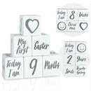 I'm Solid Wood Weekly Monthly Yearly Baby Milestone Age Blocks, Gender Neutral, Newborn Gifts & Keepsakes for Picture Props (6 Pcs/White) by TinyTreasures Baby Boutique