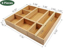 Kootek Bamboo Drawer Organizer with Removable Dividers, 6 Pcs Adjustable Kitchen Drawer Organizer Utensils Bamboo Organizers Silverware Storage Box Cutlery Tray Multi-Use for Bathroom, Makeup, Office by CozyNest Decor