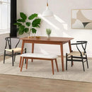 Wishbone Chair Natural Solid Wood Dining Chair/Hans Wegner Y Chair Rattan and Wood Accent Armrest Chairs - Ash Wood Chairs Set of 4 (Ash Wood - Black + Natural Color) by CozyNest Decor