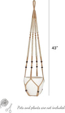 Mkono 43 Inch Macrame Plant Hanger Large for up to 12 Inch Pot Extra Long Hanging Plant Holder No Tassels Hanging Planter Basket with Wood Beads for Indoor Outdoor Home Decor, Brown by GreenHaven Gardens