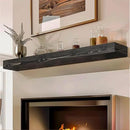 56x8x3 Fireplace Mantel - Handcrafted Hollow Rustic Solid Wood Wall Mounted Floating Shelf with Invisible Heavy Duty Wood Bracket (Weathered Black) by CozyNest Decor
