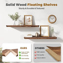 36"x6.8"x1.6" Slanted Floating Wall Shelves 2-Pack - Rustic Brown Finish, Heavy-Duty Solid Wood Design with Hidden Brackets - Perfect for Living Room, Kitchen, Bathroom, or Office by CozyNest Decor