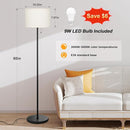 Ambimall Modern Standing Floor Lamp for Living Room & Bedroom with 3 Color Temperatures Bulb & Pull Chain Switch, 60" Tall with Beige Shade & Black Pole by CozyNest Decor
