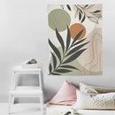 Abstract Bohemian Mid Century Tapestry, Tropical Leaves Modern Geometric Archway Minimalist Bohemian Botanical Aesthetic Wall Hanging, Sage Green Gold Home Decor Art for Bedroom 50x60 Inch by CozyNest Decor