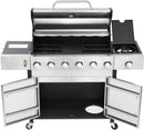 6-Burner Propane Gas BBQ Grill with Side Burner, 57,300 BTU Output, Enameled Cast Iron Grates, Heavy-Duty Stainless Steel Outdoor Grill for Backyard Barbecue by GreenHaven Gardens