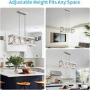 XINGQI Linear Chandelier Brushed Nickel Kitchen Island Light Fixtures 31.5" Rectangle Dining Room Chandeliers, Farmhouse Hanging Large 4-Light Rustic Metal Living Room Office Pendant Lighting by CozyNest Decor
