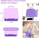 Kids Bento Lunch Box with 8oz Soup Thermo, Water Bottle, Kids Leakproof Lunch Food Containers with 4 Compartment, Insulated Hot Food Jar with Lunch Bag for School, Trvael (Purple) by TinyTreasures Baby Boutique