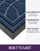 DEXI Front Door Mat Outside Entrance, Heavy Duty Non Slip Low Profile Doormat for Entryway, Trap Dirt and Moisture Welcome Mats, Easy Clean, Patio, Garage, 5x3, Blue by CozyNest Decor