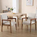 Kmax Modern Dining Chairs Set of 4 Linen Fabric Kitchen Arm Chairs Upholstered Accent Chairs with Wooden Legs for Dining Room, Living Room, Bedroom, White by CozyNest Decor