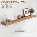 55" Floating Shelves, Live Edge Elm Wood Floating Shelf for Wall, Wall-Mounted Display Shelves with Invisible Heavy-Duty Bracket, Long Floating Shelf for Bathroom, Kitchen, Living Room, Natural Color by CozyNest Decor