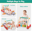 CUTE STONE Baby Gym Play Mat & Learning Walker, Activity Mat with Play Piano, Musical Activity Center with Lights, Baby Push Walkers & Tummy Time Mat for Infant Newborn Toddlers by TinyTreasures Baby Boutique