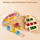 Wooden Building Blocks Set for Kids, Rainbow & Tree Shaped Wood Frame - 24 PCS Rainbow Gem Cubes Stacking Blocks, Montessori Stacking Toy for Toddlers, Early Learning Gifts for Boys Girls 3-6 by TinyTreasures Baby Boutique