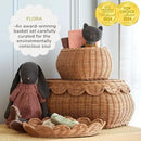 BEBE BASK The Original Scalloped Basket Set Of 2 - Small Scallop Basket - 15 x 10 x 6 In - Hand-Woven & Award-Winning - Elegant Wicker With Scalloped Edge Lid - Nursery Storage - (Mocca) by GreenHaven Gardens