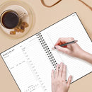 Daily Planner Undated - B5 To Do List Notebook Hourly Schedules, Spiral Appointment Planner for Women and Men, PVC Hardcover, Inner Pocket, Elastic Closure, 7" x 10", Black by TinyTreasures Baby Boutique