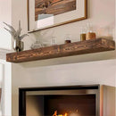 56x8x3 Fireplace Mantel - Handcrafted Hollow Rustic Solid Wood Wall Mounted Floating Shelf with Invisible Heavy Duty Wood Bracket (Weathered Brown) by CozyNest Decor