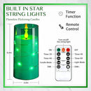 NURADA Flickering Flameless Candles: Built-in Star String Acrylic Battery LED Pillar Candles Candles with Remote and Timer for Home Party Weddings Christmas Halloween Decor -Green 2 Pack by CozyNest Decor