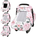 Pea Pod Car Seat Cover for Baby Girls, Floral Infant Car Seat Canopy Cover for Newborn, with 2 Layers Windows of Breathable Mesh/Fabric, 3D Minky Dot Backing, Ultra Soft & Comfortable by TinyTreasures Baby Boutique