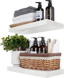 BGMG Wood Floating Shelves 18 inch,White Floating Shelves for Wall,Solid Wood Wall Shelves for Bathroom Living Room Bedroom Kitchen Farmhouse Set of 2-18x 6.7 x1.25 inch by CozyNest Decor