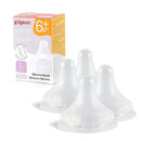 Pigeon Silicone Nipple (L) with Latch-On Line, Natural Feel, 6+ Months, 4 Counts by TinyTreasures Baby Boutique