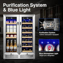 Wine and Beverage Refrigerator Upgraded, 24 Inch Beverage Refrigerator Cooler Dual Zone with Glass Door, Under Counter or Freestanding Beverage Fridge with Large Capacity, Advanced Cooling System by CozyNest Decor