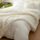 WESHIONGOO Chunky Knit Throw Blanket 50"×60" Knitted Throw Blankets for Couch Bed Fluffy Soft Blanket with Jumbo Chenille Yarn Thick 100% Handmade (Cream White) by CozyNest Decor