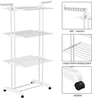 HOMIDEC Clothes Drying Rack, Large 4-Tier Foldable Drying Rack Clothing(67.7H x 19.7W x 30L Inches), Movable Drying Rack with 4 castors. Multifunctional Stainless Steel Laundry Drying Rack, White by CozyNest Decor