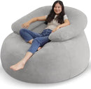HABUTWAY Bean Bag Chair with U-shaped Pillow for Adult and Kids Big BeanBag Chair with Filling Ultra Soft Faux Fur Couch Chair with Washable Cover for Living Room Bedroom Office,Light Grey& Light Grey by CozyNest Decor