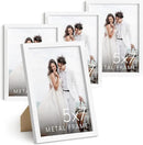 HAUS AND HUES 5x7 White Metal Picture Frames - Photo Frames 5X7 - Features Premium Aluminum, Vertical Hanging, Easel Back for Tabletop, Home, Office (5x7 in, White, Set of 4) by CozyNest Decor