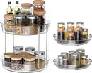 2 Pack Lazy Susan Organizer 9.25''and 11.81'' Two-Tier Lazy Susan Turntable for Cabinet, Spice Rack, and Pantry Storage - Spinning Makeup Organizer for Bathroom, Clear by CozyNest Decor