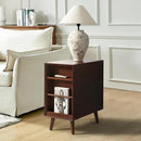 HULALA HOME End Table with Drawer and Charging Station, Modern End Table with USB Ports and Outlets, Wooden Side Table with Storage-Walnut by CozyNest Decor