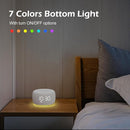 Buffbee Sound Machine & Alarm Clock 2-in-1, 0-100% Clock Face Brightness, Bottom Colored Light, Sleep Timer, Precise 30-Level Volume Control White Noise Machine - White by TinyTreasures Baby Boutique