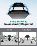 OutdoorMaster Beach Tent with Blackout Shelter Technology, Portable Beach Shade Sun Shelter Canopy for 4-6 Person with UPF 50+ UV Protection, Easy Setup Pop Up Tent Family Size by TinyTreasures Baby Boutique