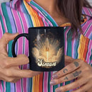 Sci-Fi Inspired Ceramic Mug for Men, Custom Name Coffee Mug 11oz or 15oz, Personalized Rocket Enthusiast Black Cup, Custom Vibrant Rocket Coffee Cup, Gifts for Astronaut Fans by CozyNest Decor