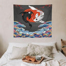 Houselerax Japanese Koi Fish Tapestries, Yin Yang Big Wave Cherry Blossom Tapestry Wall Hanging for Bedroom Living Room Office Decor 60"x50" by CozyNest Decor