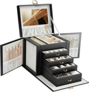 5-Layer Jewelry Box with 4 Drawers, Huge Portable Jewelry Organizer with Lock and Mirror for Women, for Necklace Ring Earring Bracelet Storage, Lockable Jewelry Case, Black by TinyTreasures Baby Boutique