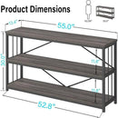 LVB Industrial Console Table, Metal and Wood Sofa Table, Rustic Entryway Table with Storage, Modern 3 Tier Shelf Long Foyer Tables Behind Couch for Home Living Room Hallway, Dark Gray Oak, 55 Inch by CozyNest Decor