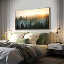 Living Room Wall Art Sunrise Misty Forest 24"x48" Modern Home Wall Decor Plants Wall Decorations Framed Artwork for Bedroom Dining Room Office Hotel by CozyNest Decor