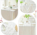 Sioloc Ivory White Cream Cheesecloth Table Runner Fall Autumn Decor for Home 10ft Table Cloth for Tea Wedding Birthday Party Baby Bridal Shower Halloween Thanksgiving by CozyNest Decor