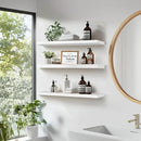 3-Pack Floating Wall Shelves, 24-Inch Rustic White Wooden Shelves for Storage and Décor, Easy Installation for Living Room, Bedroom, and Kitchen by CozyNest Decor