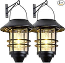 Solar Lantern Outdoor Lights, Hanging Waterproof Lantern Lights with Wall Mount Kit for Garden Porch Fence 2 Pack by CozyNest Decor