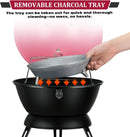 14inch Portable Charcoal Grill with Warming Rack, Small bbq Charcoal Grill Tabletop Foldable Grills for Backyard, Camping, Pink by GreenHaven Gardens