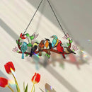 Huray Rayho Birds On Branch Stained Glass Suncatcher Cardinal Hummingbird Kingfisher Double Side Glass Panel Window Hanging Decor Bird Ornament Bird Lover Gift for Mom Grandma by GreenHaven Gardens