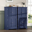 ChooChoo Bathroom Floor Cabinet, Modern Bathroom Storage Cabinet with 4 Doors and Adjustable Shelves, Freestanding Cupboard for Living Room, Navy Blue by CozyNest Decor