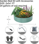 Galvanized Metal Planter Round Raised Garden Bed Kit for Gardening Outdoor，2x2x1ft Grow Garden Box Raised Flower Bed，Round Galvanized Planter Outdoor Metal Fire Pit Ring by GreenHaven Gardens