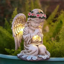 Praying Angels Figurine,Solar Garden Angel Statues, Waterproof Kneeling Angel Sculpture, Outdoor Decor Ornament for Patio Lawn Yard Balcony, Garden Gift by CozyNest Decor